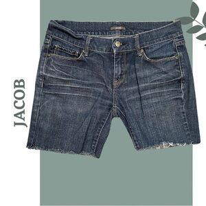 🛍️3/$40 Jacob Women's Denim Cut Off. Shorts - Blue Whiskering Detail Size 28